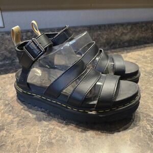 Dr.Martens Blaire Womens Size 8 EU 39 Black Chunky Sandals Strappy Air Wair